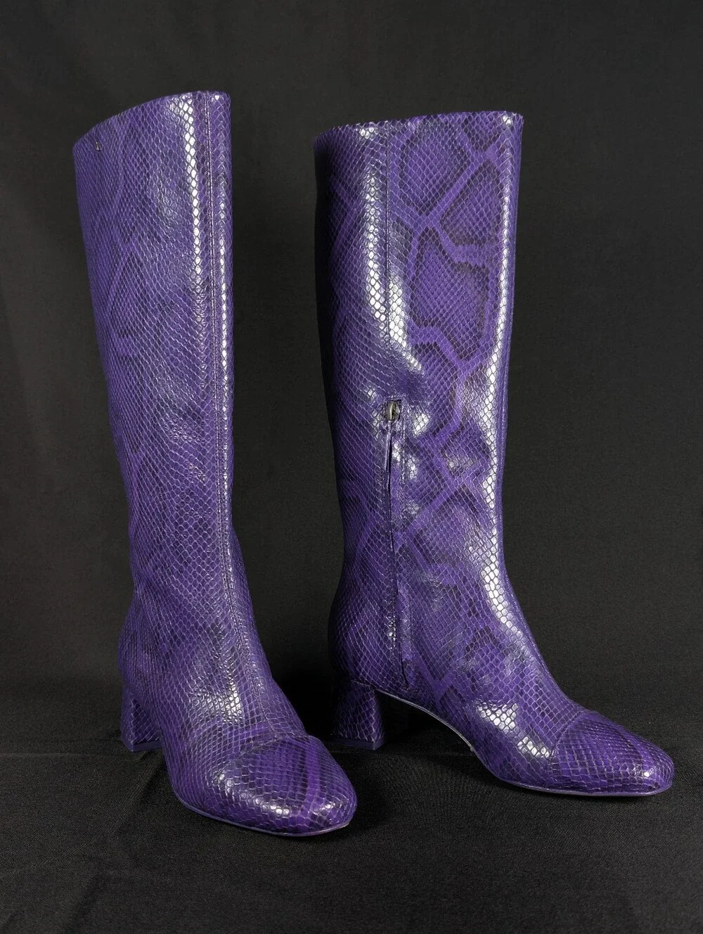 Larroudé Kate Purple Snake Print Leather Boot Size 6 Womens